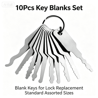UFIVBIH 10Pcs Key Blanks Set, Blank Keys for Lock Replacement and Duplication, Standard Assorted Sizes