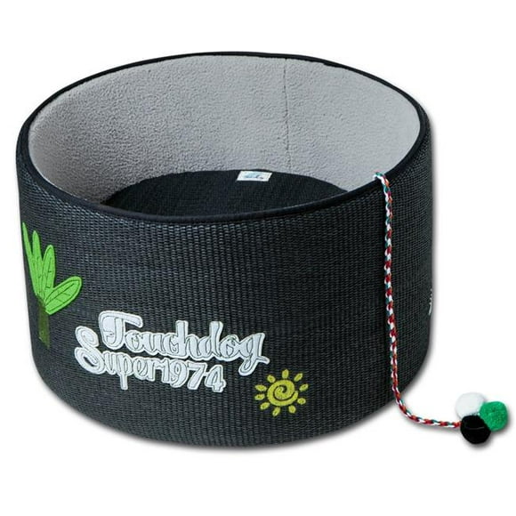 Touchcat PB81BKMD Claw-Ver Nest Rounded Scratching Cat Bed with Teaser Toy - Black - One Size