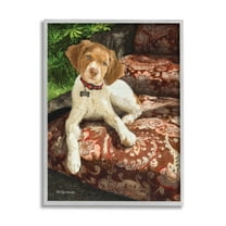 Stupell Industries Country Dog Sitting Floral Paisley Chair Still Life Design by Sueellen Ross