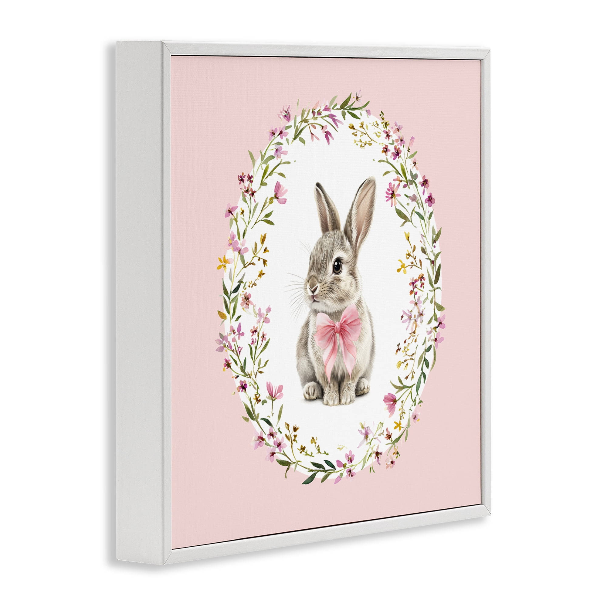 Stupell Industries Blush Pink Bunny White Framed Giclee Art, design by Christine Simpson Art