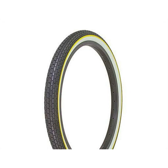 Bike Tire, Bicycle Tire Duro 20 x 1.75 Black/White Side Wall Yellow Line HF-120A. 20" Brick Tire 20 inch by 1.75 inch