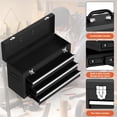 thumbnail image 5 of Portable Metal Tool Box, 3 Drawer Steel Tool Box with Top Storage Tray and carrying Handle, Multi-Function Tool Storage with Anti-slip Liner for Garage, Home, or Workbench (Black), 5 of 8