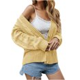 thumbnail image 2 of jtjvou V-neck Button Contrasting Knitted Cardigan Jacket Long Sleeved Lightweight Casual Outerwear Comfortable Stylish Knitted Jacket for Daily Wear Yellow M, 2 of 6