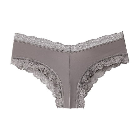 

BIZIZA Women Panties Plus Size Hollow Out Tanga Sexy T-Back Thongs Low Rise Underpants Gray L