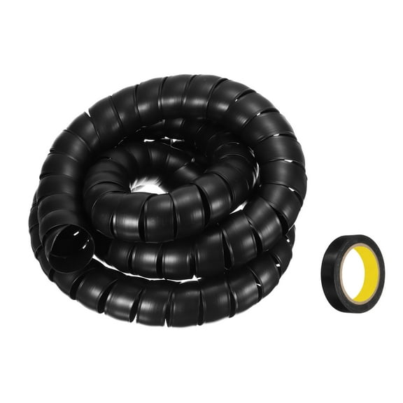 Spiral Cable Wrap 9.8ft 50mm Cable Management Sleeve PP Insulation Cord Organizer Computer Wire Black with Tape