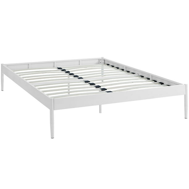 Modern Contemporary Urban Design, Full Size White Metal Platform Bed Frame