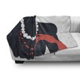 thumbnail image 3 of Vintage Woman Soft Flannel Fleece Blanket, Flat Design Silhouette Lady Wearing Pearl Necklaces and Gloves, Cozy Plush for Indoor and Outdoor Use, 50" x 60", Black Grey and Vermilion, by Ambesonne, 3 of 6