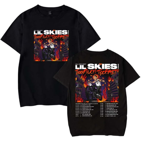 Lil Skies Too Much Too Fast Tour 2025 Merch T-Shirt Women Men Casual Crewneck Short Sleeve Fashion Tee