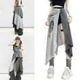 thumbnail image 2 of Side High Split Skirts for Women Breathable Dance Costume Fashion Asymmetrical Irregular Skirt Letter Print Skirt, 2 of 8