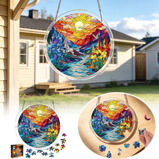 Outdor Acrylic Puzzles Window Hanging 7.4 Inch Acrylic Puzzles Garden For Mom Birthday Home