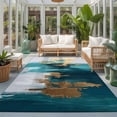 thumbnail image 2 of Area Rugs 2.7'x5', Abstract Teal Green Carpet Runner Indoor Outdoor Rugs Home Decor Aesthetic, White Gold Textured Art Non Slip Mats Washable Accent Rug for Living Room Bedroom, 2 of 8