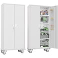 thumbnail image 7 of SUNCROWN Metal Storage Cabinet with Wheels,72” White Garage Storage Cabinet with Pegboards and Wheels, Rolling Tool Cabinet with Locking Doors and Shelves for Home,Basement, Kitchen Pantry,Warehouse, 7 of 7