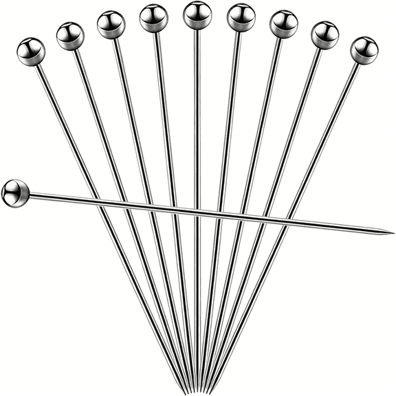 ACDANC 10 Pcs Metal Cocktail Picks,4.17" Stainless Steel Reusable Toothpicks Skewers for Drinks Garnish Martini Olive Appetizers Bar Accessories Gift
