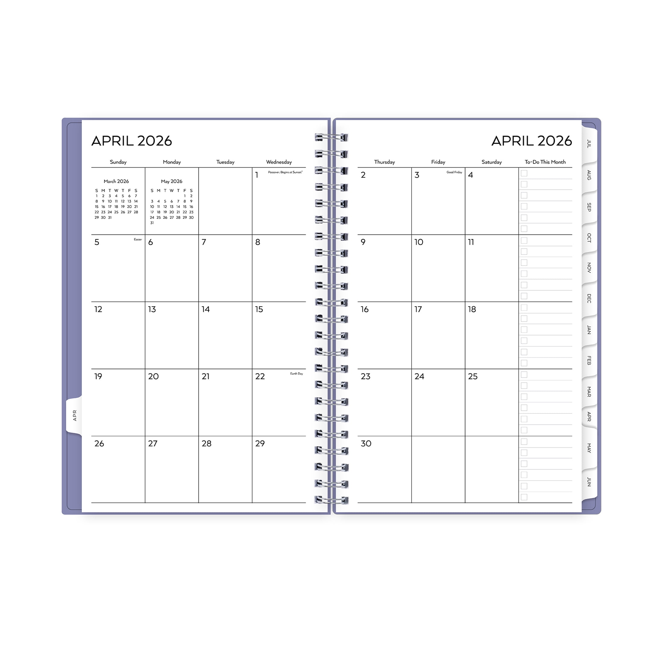 Pen+Gear Monthly Weekly Planner, 5" x 8", Violet Sky 15-Month (April 2026 - June 2027)