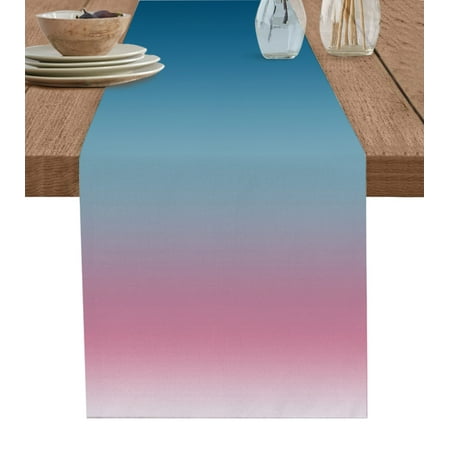 Boanket Pink Blue Ombre Table Runner - 90 Inch Long Kitchen Dining Table Runner Dresser Scarves Modern Abstract Art Aesthetics Farmhouse Home Decor for Coffee Table Wedding Party Banquet