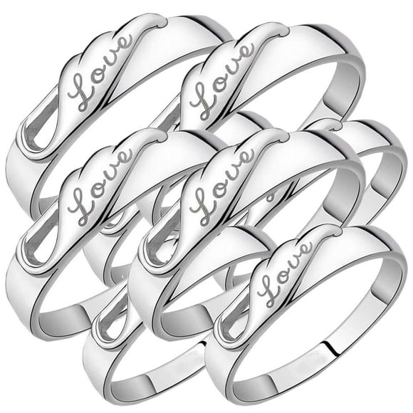 Joyería Anillos LoveTwirls 4Pares 8Pzas Talla 4x6.5 y 4x8mm 16.9 y 18.2Ø Circunferencia 53 y 57mm Circonia/Metal Plata.