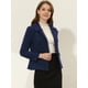 thumbnail image 3 of Blazer informal estilo peplum con botones y cuello de Peter Pan para mujer Azul oscuro M, 3 of 5