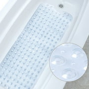 INTBUYING Bath Tub Washable Shower Mat Non-Slip Mildew Resistant Anti-Bacterial 40"*16" Clear White