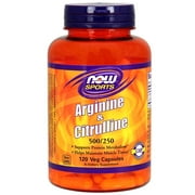 Now Foods, Sports, Arginine & Citrulline, 500 mg /250 mg, 120 Veg Capsules(pack of 3)