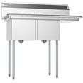 thumbnail image 3 of 43 in. Two Compartment Stainless Steel Commercial Sink with Drainboard, Bowl Size 14"x 16"x 11" SB141611-12R3., 3 of 7