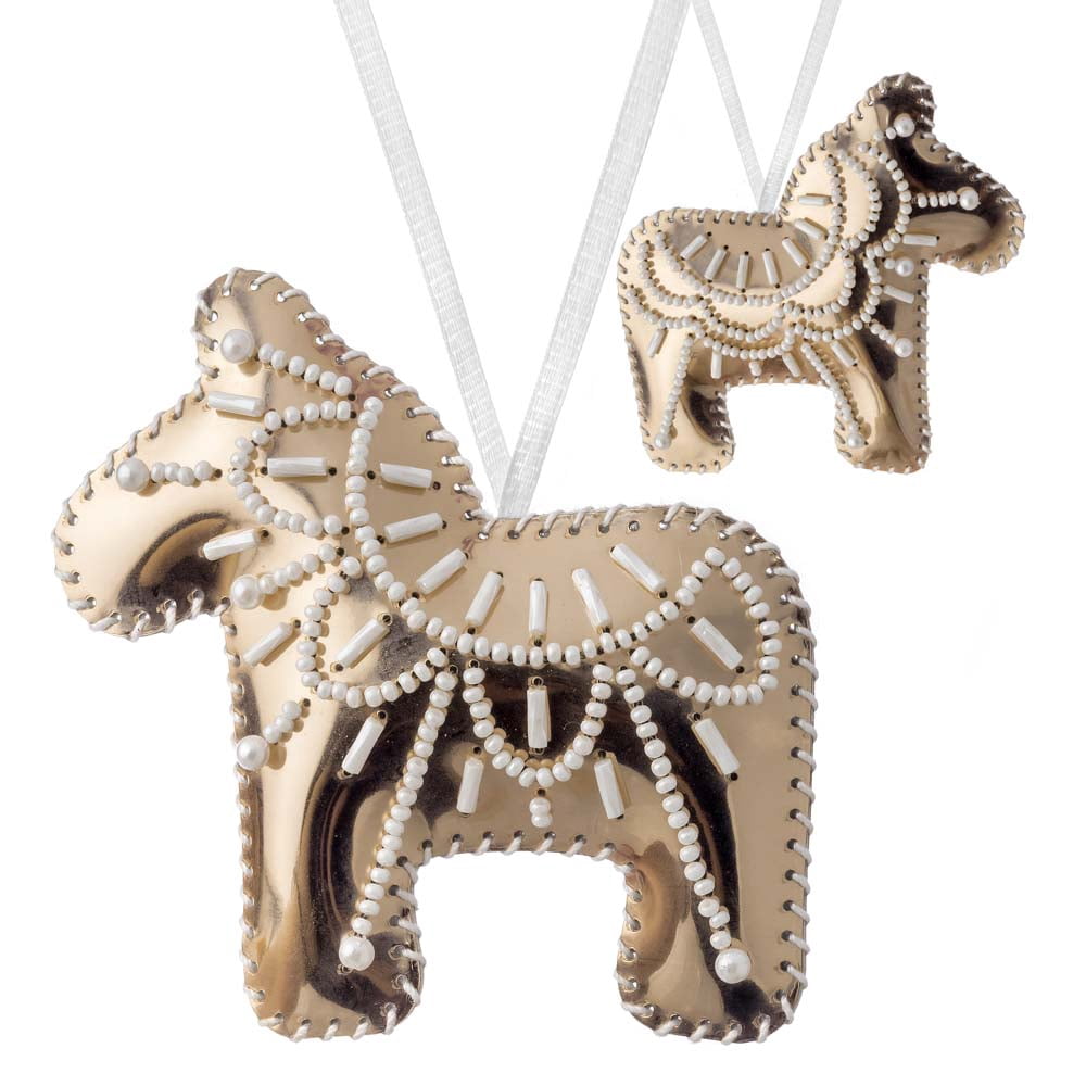 Bead embroidery kit on artificial leather Horse Christmas Ornament FLBB-131