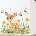 thumbnail image 1 of Adhesivos de pared con bonitos dibujos animados de ciervos con abejas y flores, 1 of 3