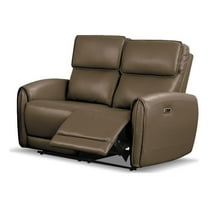 Furniture of America Alipark Faux Leather Power Loveseat in Light Brown