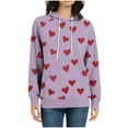 thumbnail image 4 of Enjoytime Womens Hoodies Hearts Printed Long Sleeve Casual Sweatshirt Fall Winter Fashion Trendy Pullover Sweatshirts Purple S, 4 of 6