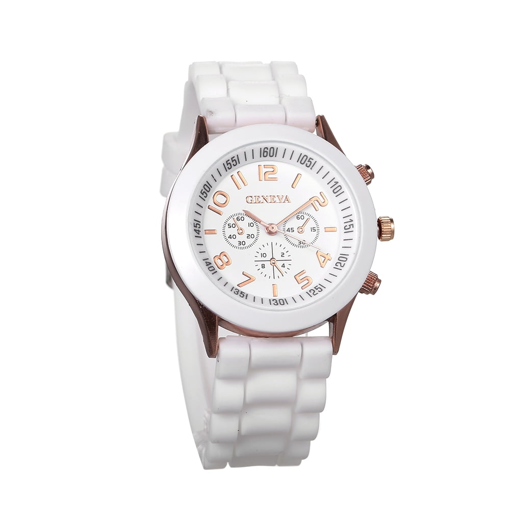 Anself Simple Silica Gel Band Alloy Case Quartz Watch Three Dials