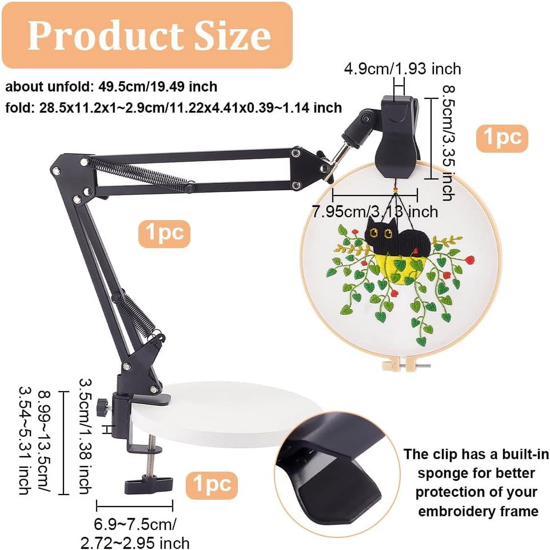 Black Embroidery Table Stand Kit 8mm Hole Hand Embroidery Lap Folding Cross Stitch Stand Clamp Hand Embroidery Hoop Holder 360 Rotated Embroidery Holder