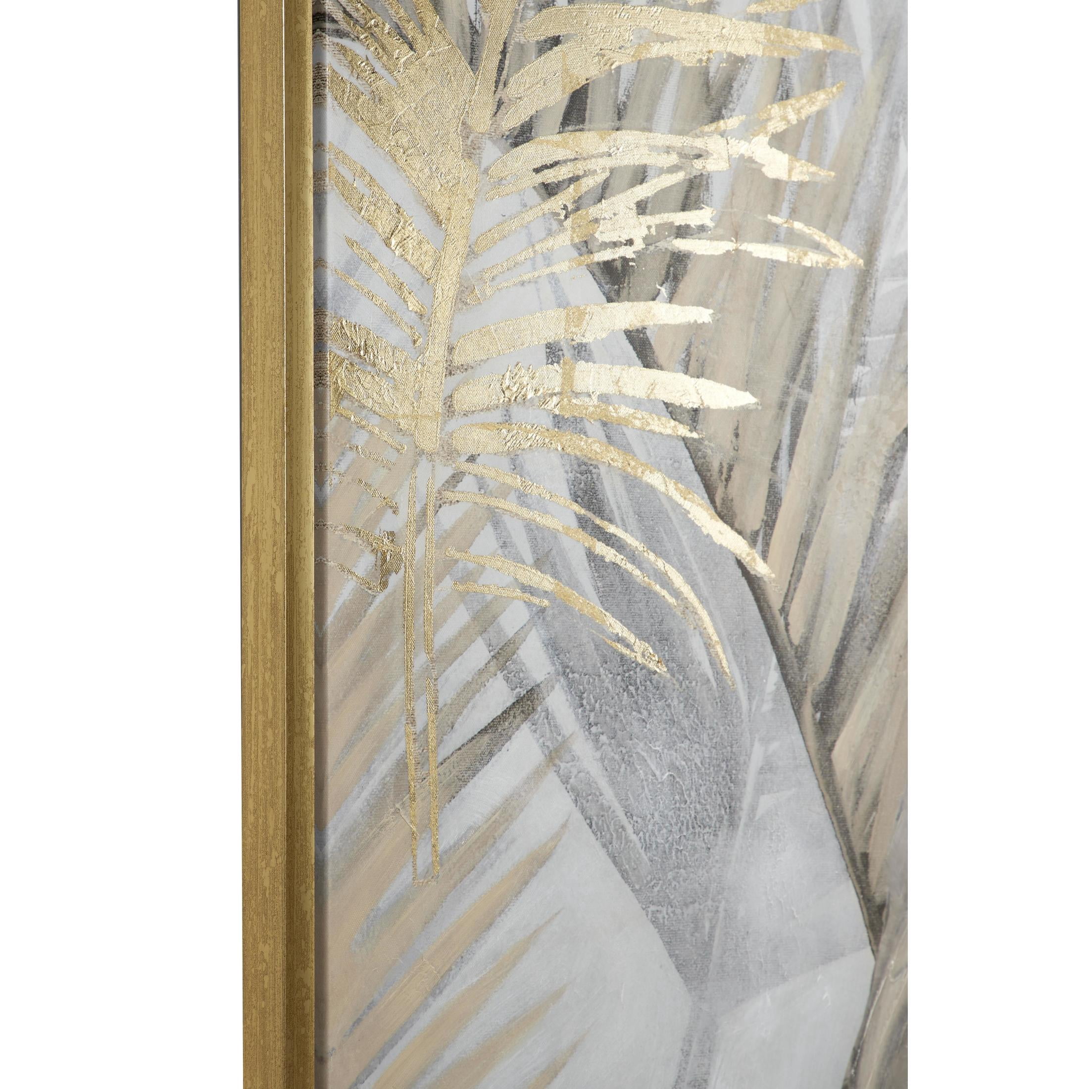 40" x 40" Metallic Layered Leaf Palm Tree Framed Wall Art with Gold Foil Accents, by CosmoLiving by Cosmopolitan