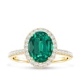thumbnail image 4 of Rosec Jewels Classic Created Emerald Ring with Diamond Halo for Women (AAAA Quality), 18K Yellow Gold, US 11.00, 4 of 8