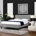 thumbnail image 4 of Aspen Vertical Tufted Headboard Platform Bed Set Queen Opal Grey Velvet, 4 of 11