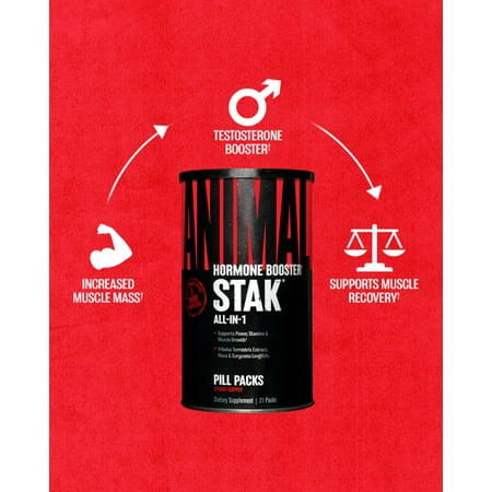 Animal Stak - Natural Hormone Booster with Tribulus, Agmapure and Astapure - 21 Packets