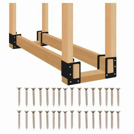 4 Pack Heavy-Duty Adjustable Firewood Log Storage Rack, Powder-Coated Steel Rustproof Indoor Outdoor Fireplace Holder