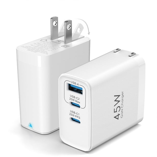 Bloque de carga rápida TOPADRE, 45 W, USB C, carga rápida, paquete de 2 unidades, blanco