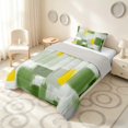 thumbnail image 2 of Manfei Abstract Brushstroke Twin Comforter Sets, Green Yellow Plaid Bedding Set, Green Yellow, Gray Reversible 2-Piece, 1 Comforter and 1 Pillowcase, 2 of 6