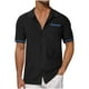 thumbnail image 1 of pstuiky camisetas de manga corta para hombre, Blusa informal de punto con cuello vuelto, manga corta y color liso para hombre ropa de hombre m, 1 of 5