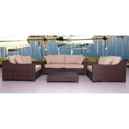 Atlantic Oxford Deluxe Deep Seating All Weather Wicker Set - Seats 4
