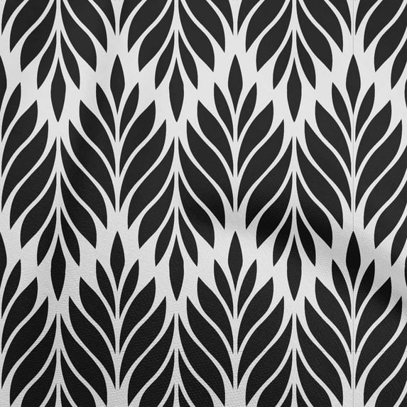 oneOone Polyester Spandex Black Fabric Leaves Sewing Material Print Fabric By The Yard 56 Inch Wide-6W