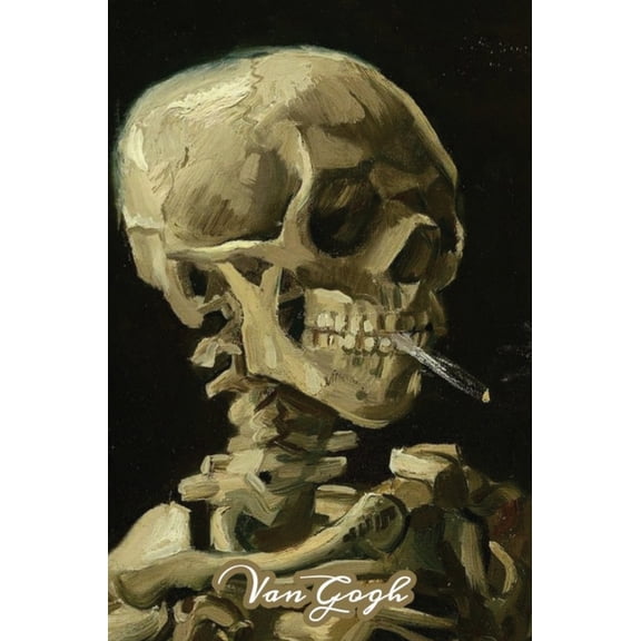 Skeleton of a Skull with a Cigarette Van Gogh Note Book: Hardcover Journal Notebook Diary with Dot Grid, Lined, Blank Vi, (Hardcover)