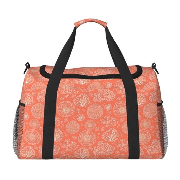 Balery The Marine Theme With Beautiful Corals Bolsa de Gimnasio para Mujeres, Bolsa de Viaje con Bolsillo Húmedo, Bolsa de Fin de Semana para Mujeres, Bolsa de Viaje Resistente al Agua