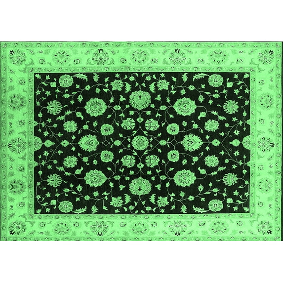 Ahgly Company Indoor Rectangle Oriental Emerald Green Traditional Area Rugs, 4' x 6'