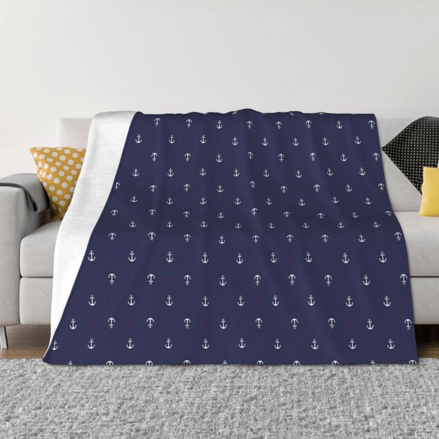 Balery Anchors Heart Blue Manta de Franela con Dibujo, Lujo Ultra Suave y Cálido, Antipelusa y Resistente a las Arrugas para Cama, Sofá, Camping -50"x40"