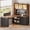 Brown, variant on L Shaped Computer Desk with 3 Drawers, Modern Corner Office Desk with LED Light, Display Cabinet and Pegboard for Home Office, Living Room