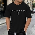 thumbnail image 2 of FUZHIQ Christian Shirts for Men Blessed Cross Graphic T-Shirt Casual Streetwear Vintage Tee God T-Shirt Top, 2 of 4