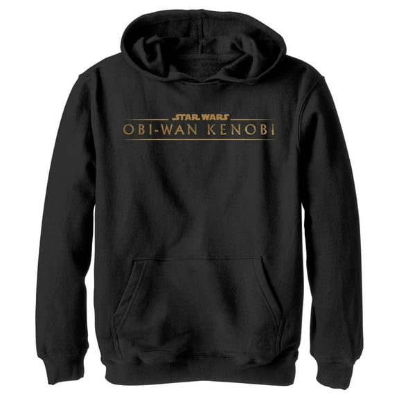 Boy's Star Wars: Obi-Wan Kenobi Original Series Logo Gold Pull Over Hoodie Black Large