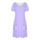 thumbnail image 5 of Vestido Corto de Verano de Moda de Color Sólido Vestido Casual de Cuello en V de Manga Corta, Desgaste Ligero de Poliéster para las Mujeres, Lavado de Manos, 5 of 7