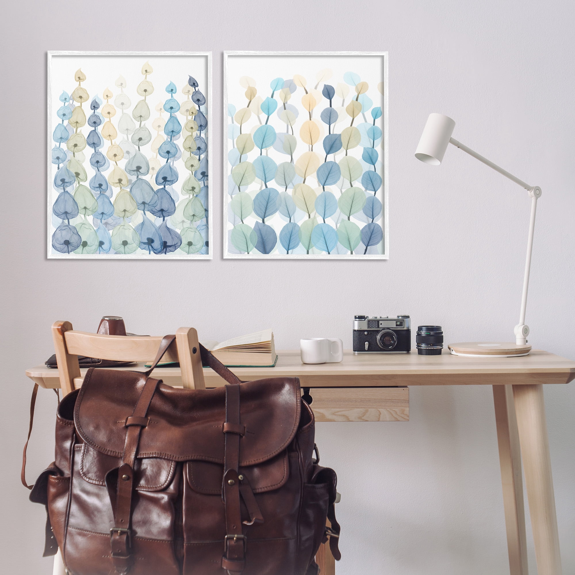 Stupell Industries Seaweed & Ocean Plants Pattern Abstract Painting White Framed Art Print Wall Art, 24 x 30, Set of 2