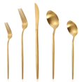 thumbnail image 1 of Juego De Cubiertos De Oro Mate Lazahome Juego De Cubiertos De Acero Inoxidable Servicio Para 4 El Juego De Utensilios De Cocina De 20 Piezas Incluye Juego De Cucharas Y Tenedores Acabado Pulido Satina, 1 of 5